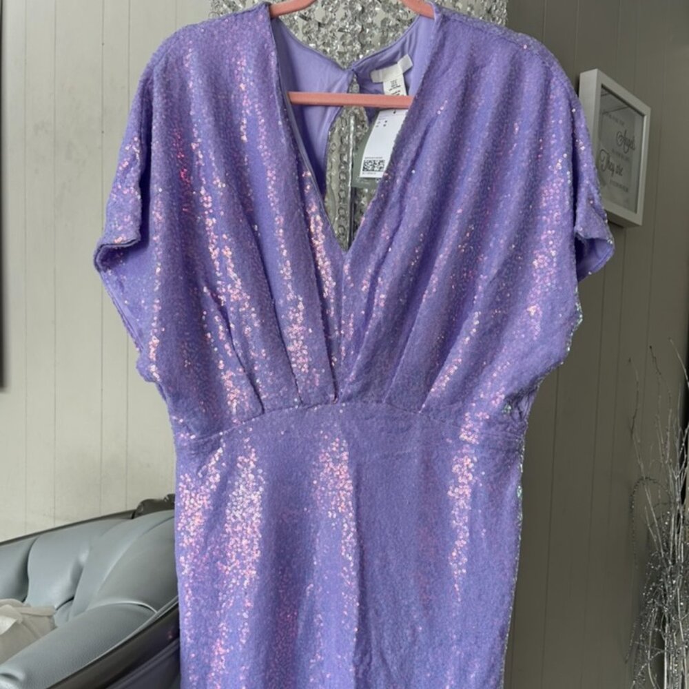 BNWT Purple Sequin Mini Dress Sz M from H&M